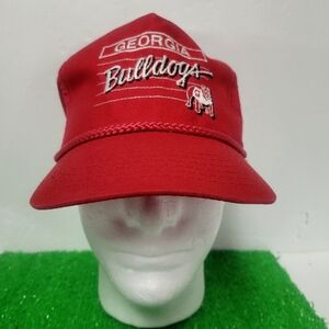 Vtg Georgia Bulldogs Rope Hat Snapback 80 90s Football Script Spellout UGA Cap